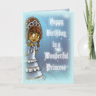 Cute African American Princess Birthday Card