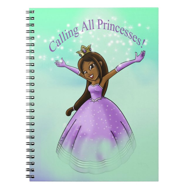Cute African American Princess Notebook (Front)