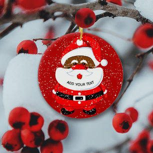Cute African-American Santa Claus Christmas Ceramic Tree Decoration