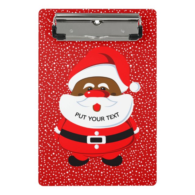Cute African-American Santa Claus Christmas Mini Clipboard (Front)