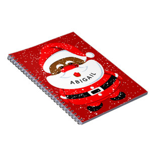 Cute African-American Santa Claus Christmas Notebook