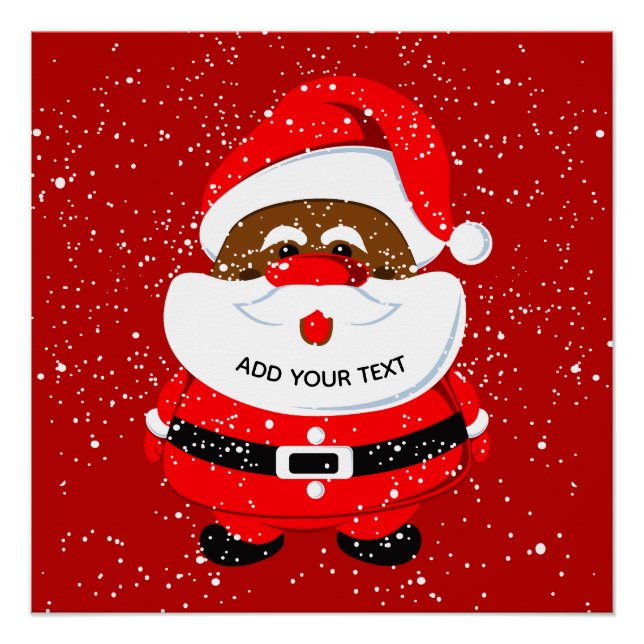 Cute African-American Santa Claus Christmas Poster (Front)