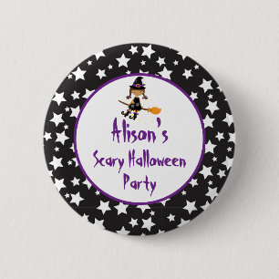 Cute African American Witch Halloween Party 6 Cm Round Badge