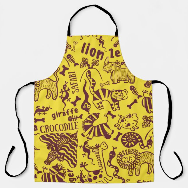 Cute African animals seamless pattern Apron (Front)