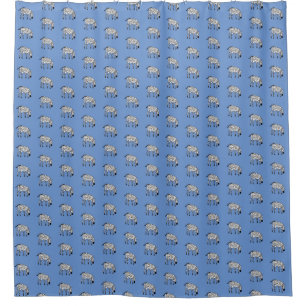 Cute African Art, 'Blue and Zebra Pattern Shower Curtain