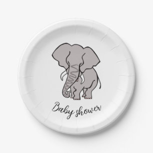 Cute African ELEPHANT - Baby shower- Party Paper Plate
