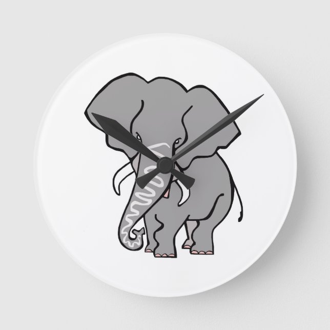 Cute African ELEPHANT -Endangered animal - Round Clock (Front)