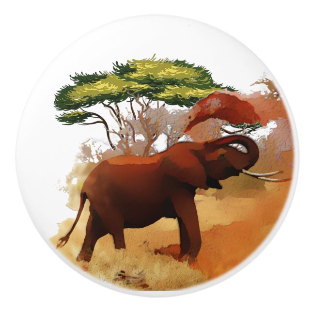 cute African elephant home decor Ceramic Knob (Front)