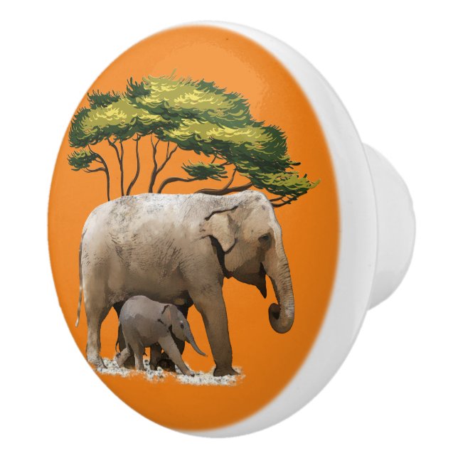 cute African elephants home decor Ceramic Knob (Right)