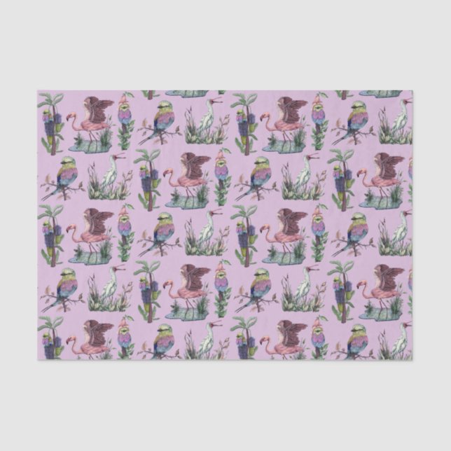 Cute African Flamingo Bird Lover Aesthetic Tissue Paper (Front)