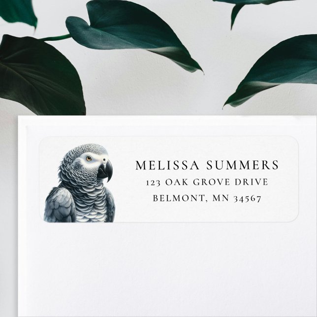 Cute African Grey Parrot Return Address Label (Creator Uploaded)