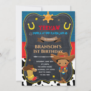Cute African kid cowboy invite