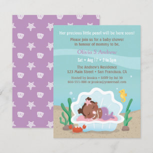Cute African Mermaid Baby Shower Invitations