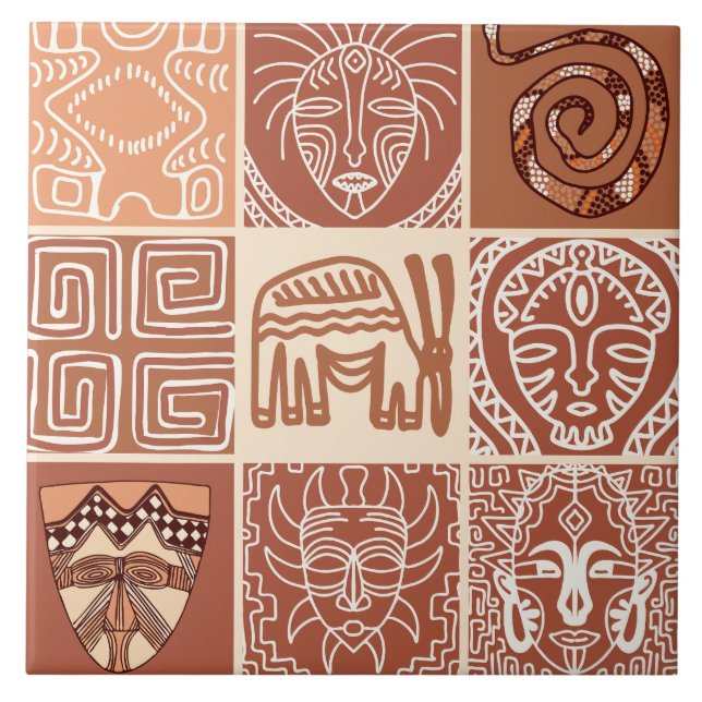 Cute African style pattern  Tile (Front)