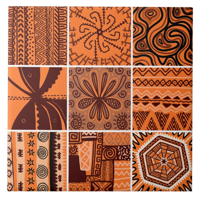 Cute African style pattern  Tile (Front)
