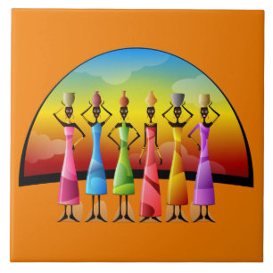 cute African Tribal ladies decor Tile