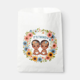 Cute African Twin Boys Baby Shower Watercolor Favour Bags