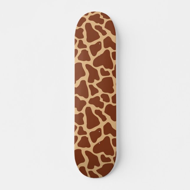 Cute African Wildlife Giraffe Animal Print Pattern Skateboard (Front)