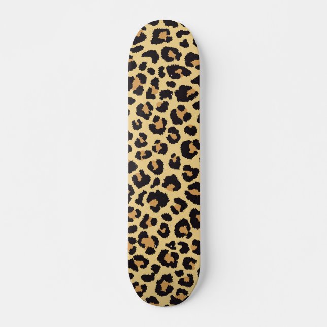 Cute African Wildlife Leopard Animal Print Pattern Skateboard (Front)