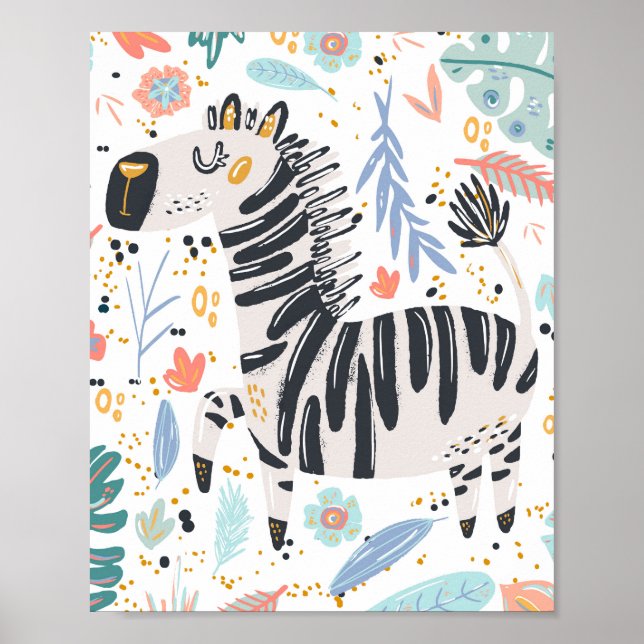 Cute African Zebra Nursery Poster (Front)