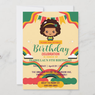 Cute afro African american girls Birthday party Invitation