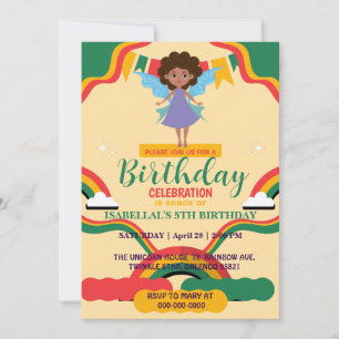 Cute afro angel African american girls Birthday  Invitation