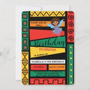 Cute afro angel African american girls Birthday  Invitation