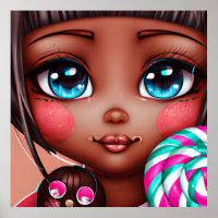 CUTE AFRO CANDY GIRL POSTER