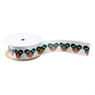 Cute Afro Puffs Girl Satin Ribbon