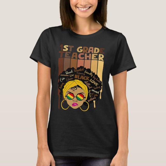 Cute Afro Smart women Black History Month 1st Grad T-Shirt (Front)