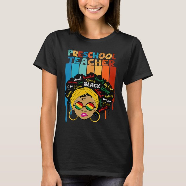 Cute Afro Smart women Black History Month Preschoo T-Shirt (Front)