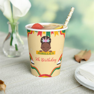Cute afro unicorn African american girls Birthday  Paper Cups