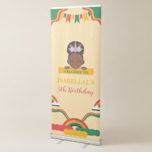 Cute afro unicorn African american girls Birthday  Retractable Banner