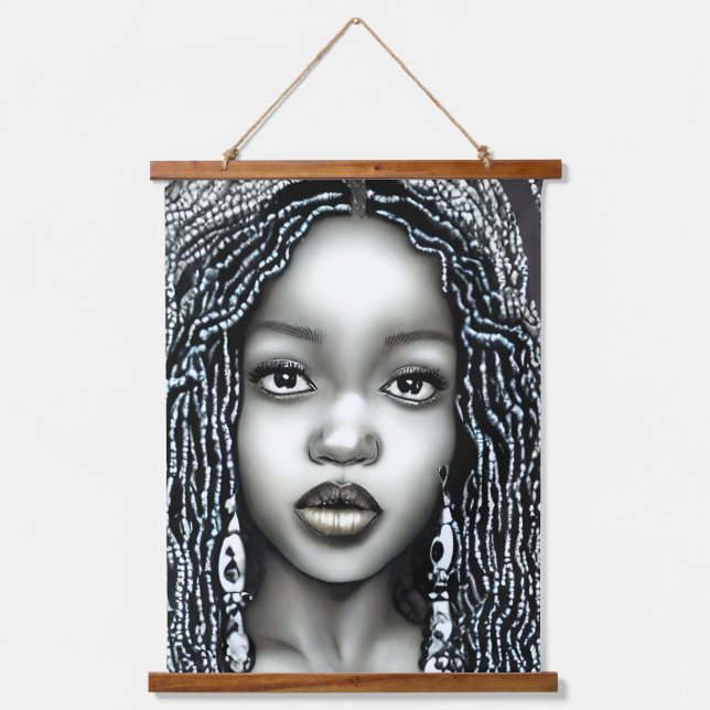 CUTE AFRO WOMAN QUEEN MELANIN HANGING TAPESTRY (Front)