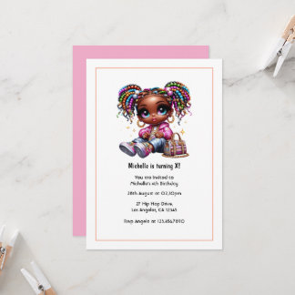 Cute Afrocentric Girl Birthday Party Invitation