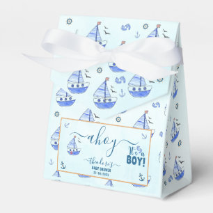 Cute Ahoy It's a Boy Sailboat Nautical Baby Shower Favour Box