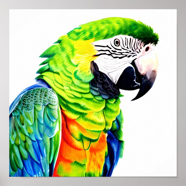 Cute AI Generated Green Parrot Poster (Front)