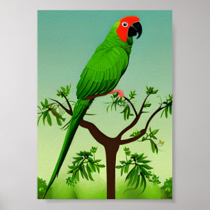 Cute AI Generated Green Parrots Poster