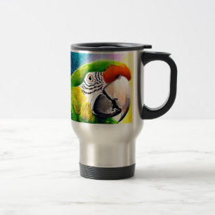 Cute AI Generated Parrots Close Up Travel Mug