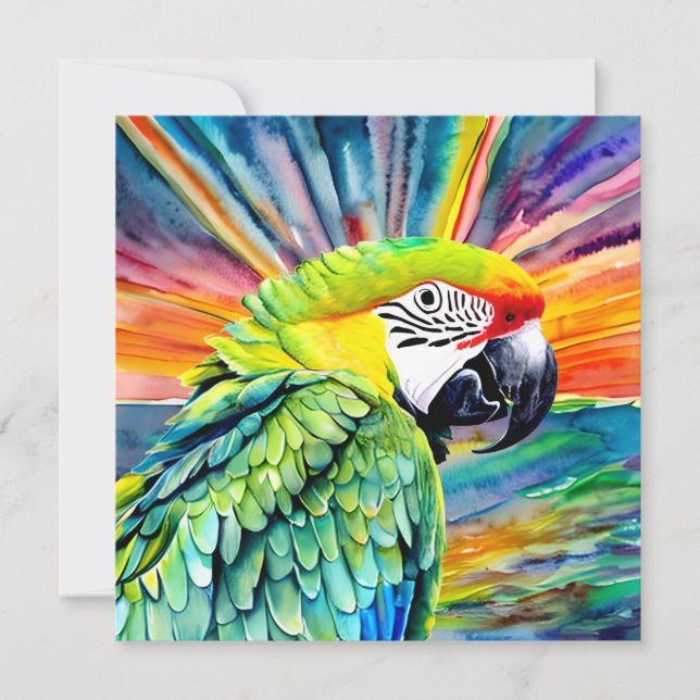 Cute AI Generated Watercolor Style Green Parrot (Front)