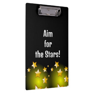 Cute Aim for the Stars Yellow Black Clipboard 