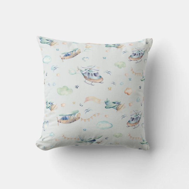 Cute Aircraft Pattern Cushion (Front)