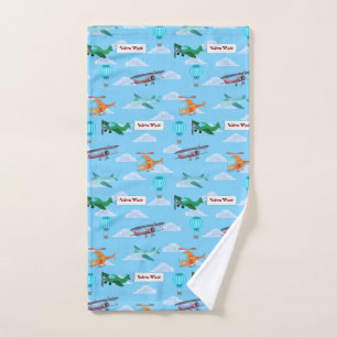 Cute Aircrafts flying on Blue Sky Boy Hand Towel