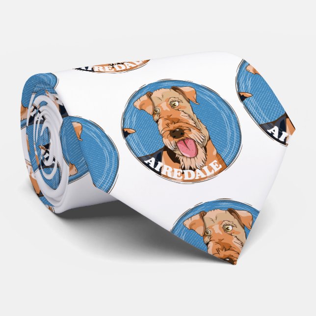 Cute Airedale dog Tie (Rolled)