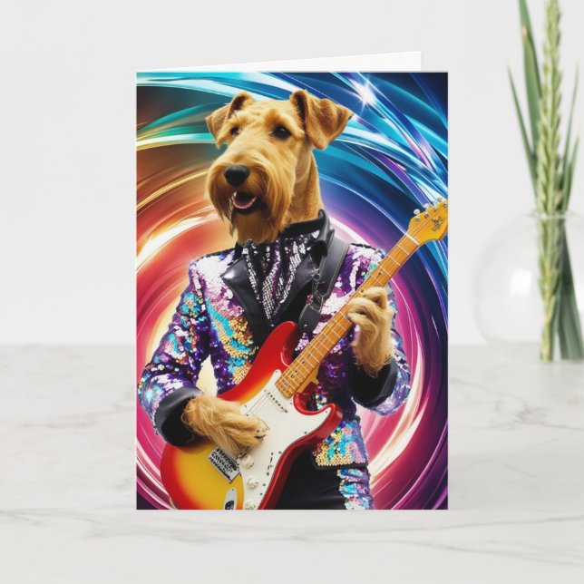Cute Airedale Rock Star Card (Front)