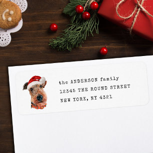 Cute Airedale Terrier Christmas Dog Return Address