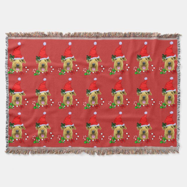Cute Airedale Terrier Christmas Throw Blanket (Front)