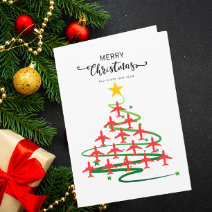 Cute Airplane Christmas Tree & Photo Funny Custom Card