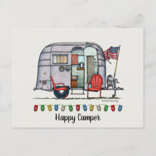 Cute Airstream Camper Travel Trailer Postcard