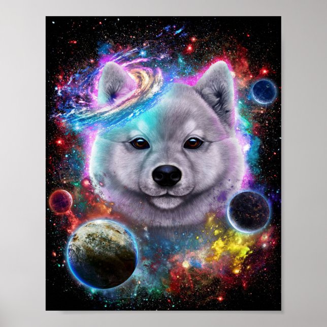 Cute Akita Dog in Space | Galaxy Print (Front)